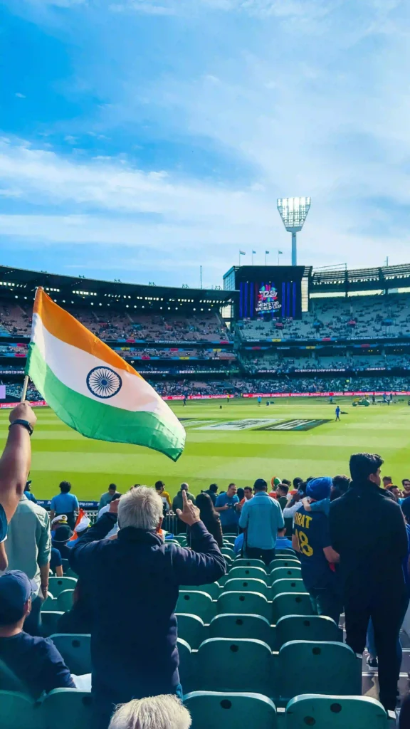 A man hold Indian`s Flag in the IPL match
